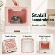 Hopfällbar kattlåda med tak