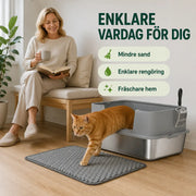 Rostfri kattlåda med matta