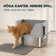 Rostfri kattlåda med matta