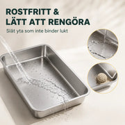 Rostfri kattlåda med matta