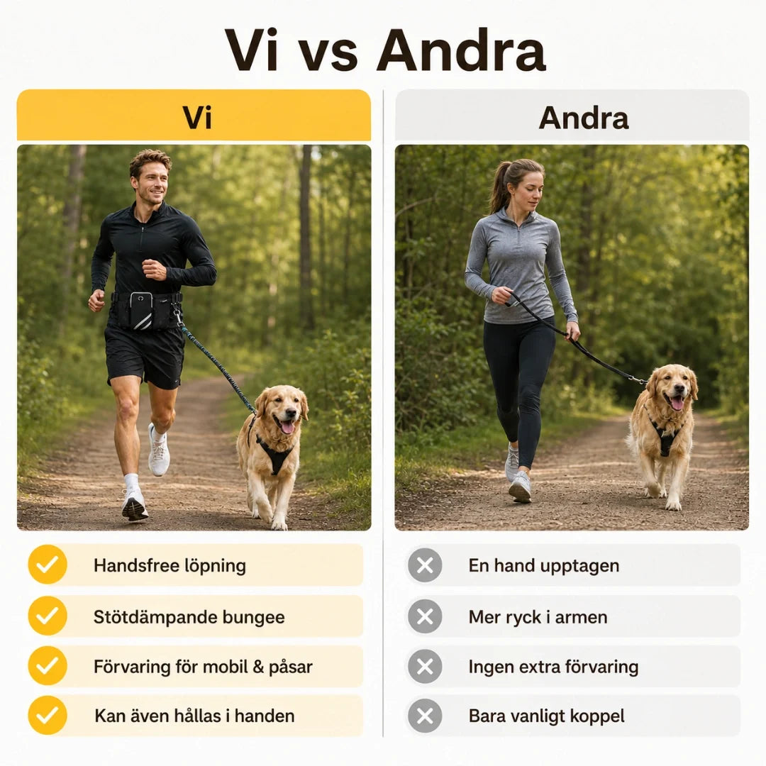 Handsfree Träningskoppel för Hund med Midjeväska