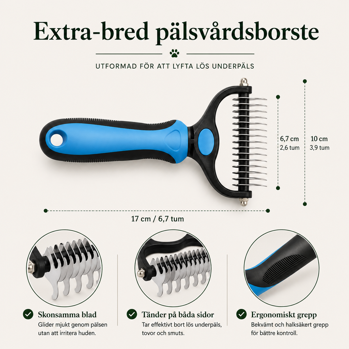 Professionell pälsborste för hund & katt
