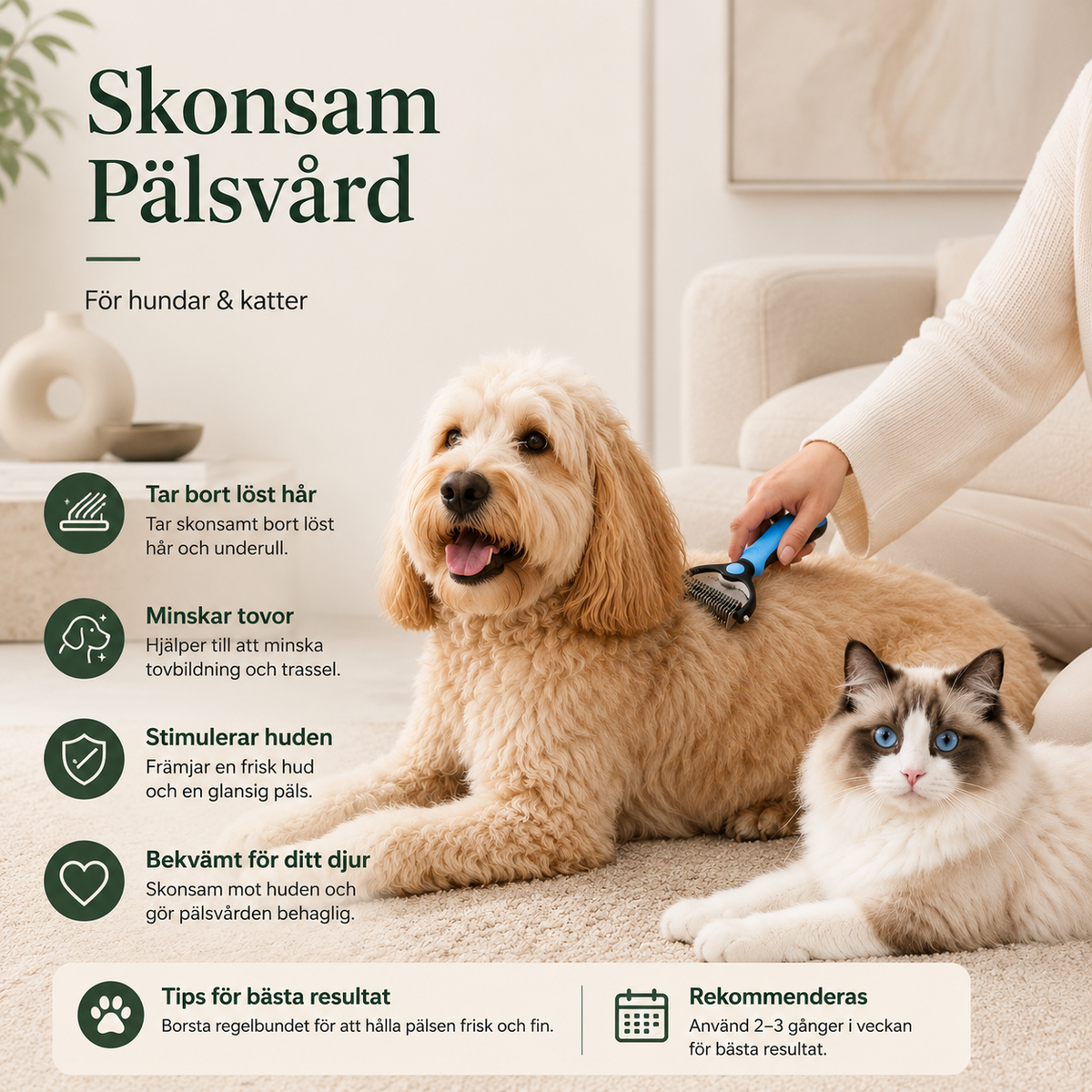 Professionell pälsborste för hund & katt