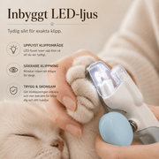 Kloklippare med LED-ljus för hund & katt