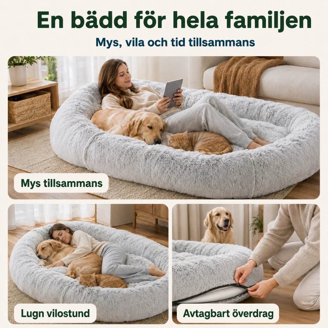 CozyCloud extra stor hundbädd för människa