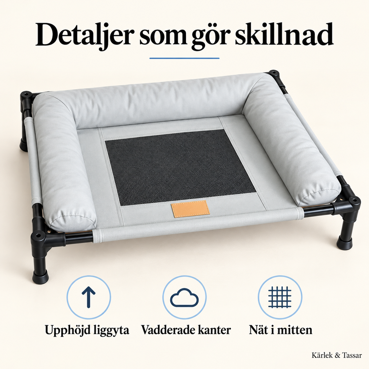 Ventilerande hundbädd på ben