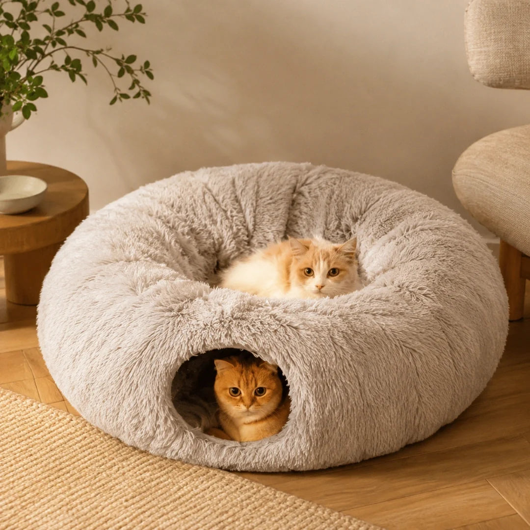 Rund kattunnel med mjuk bädd – produktbild 2