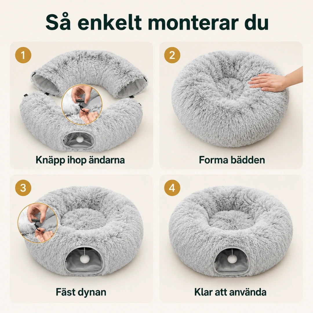 Rund kattunnel med mjuk bädd – produktbild 11