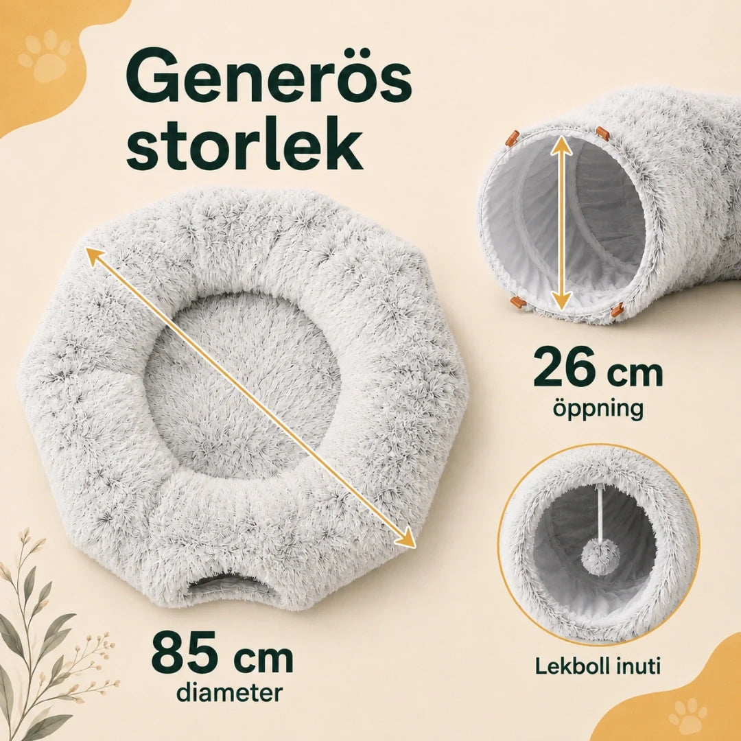 Rund kattunnel med mjuk bädd – produktbild 3