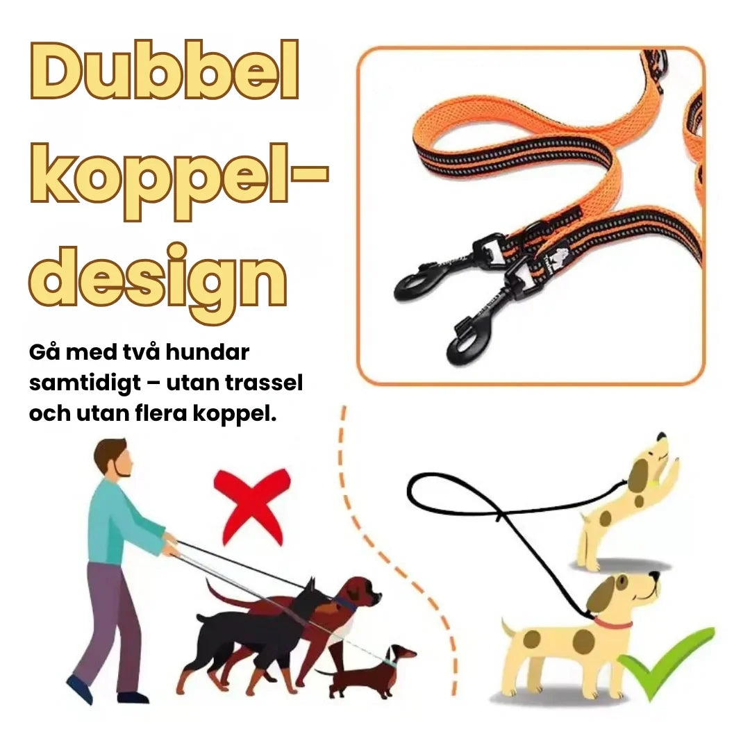 Multifunktionellt justerbart hundkoppel med reflex
