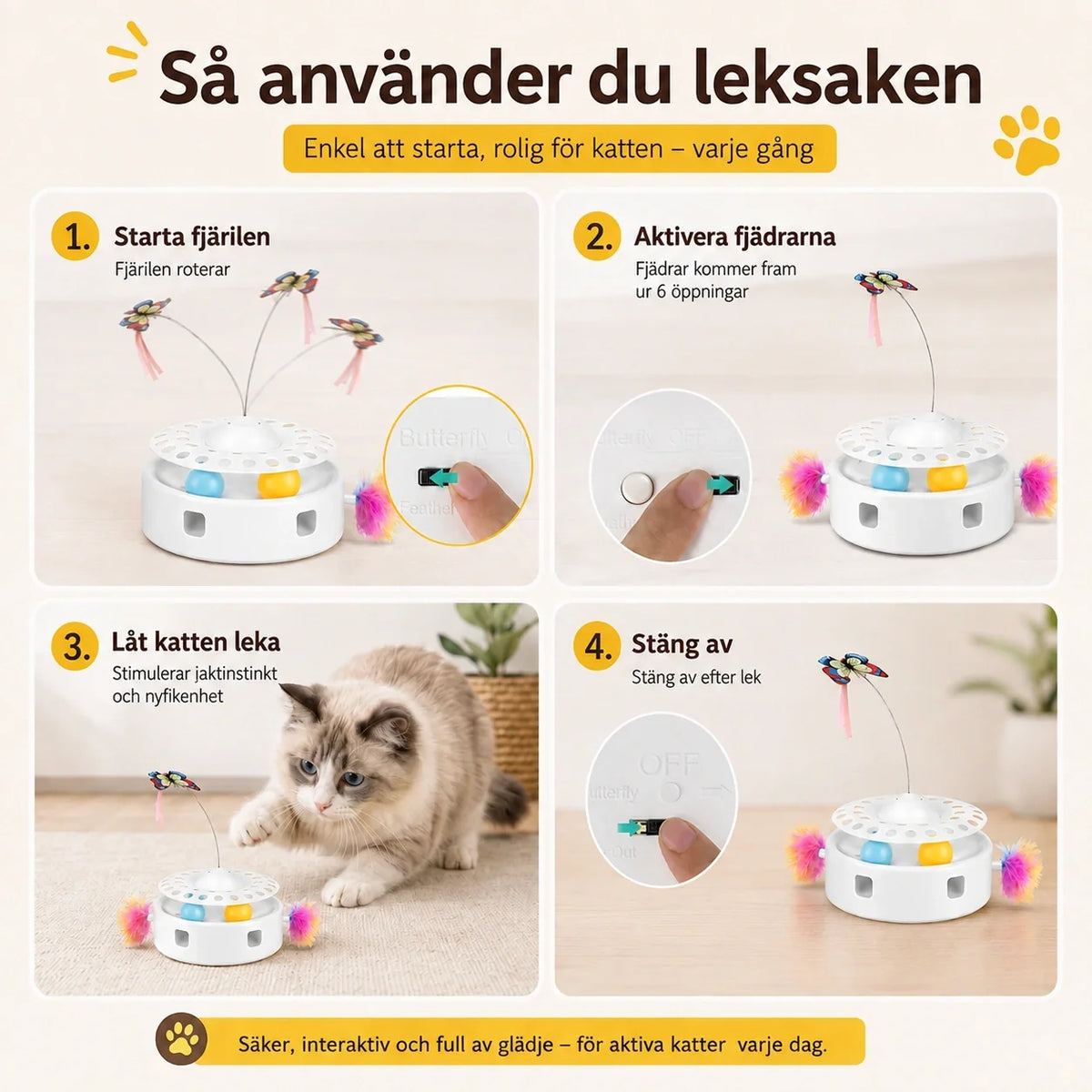 Interaktiv kattleksak 3-i-1 med fjäril – produktbild 6