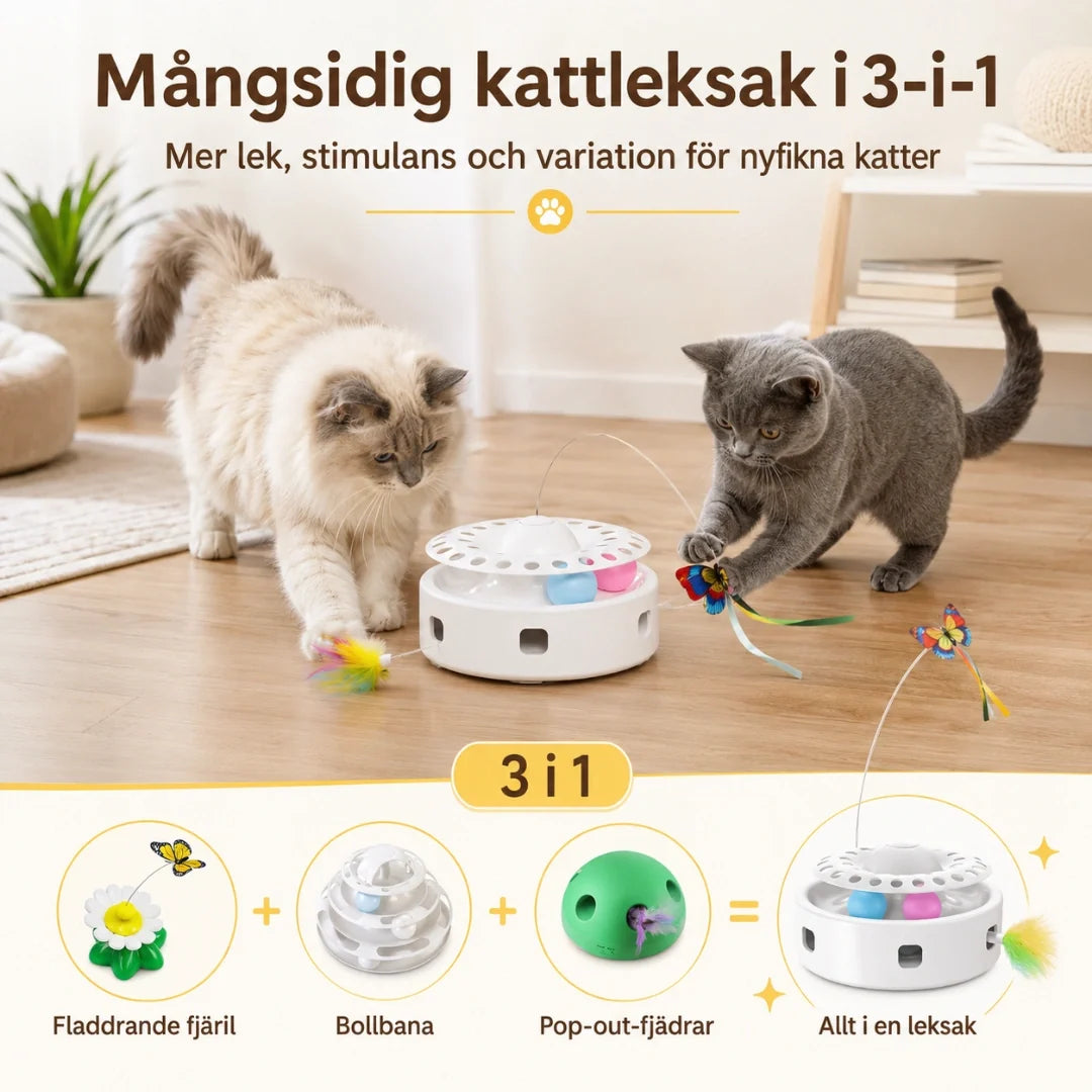 Interaktiv kattleksak 3-i-1 med fjäril – produktbild 4