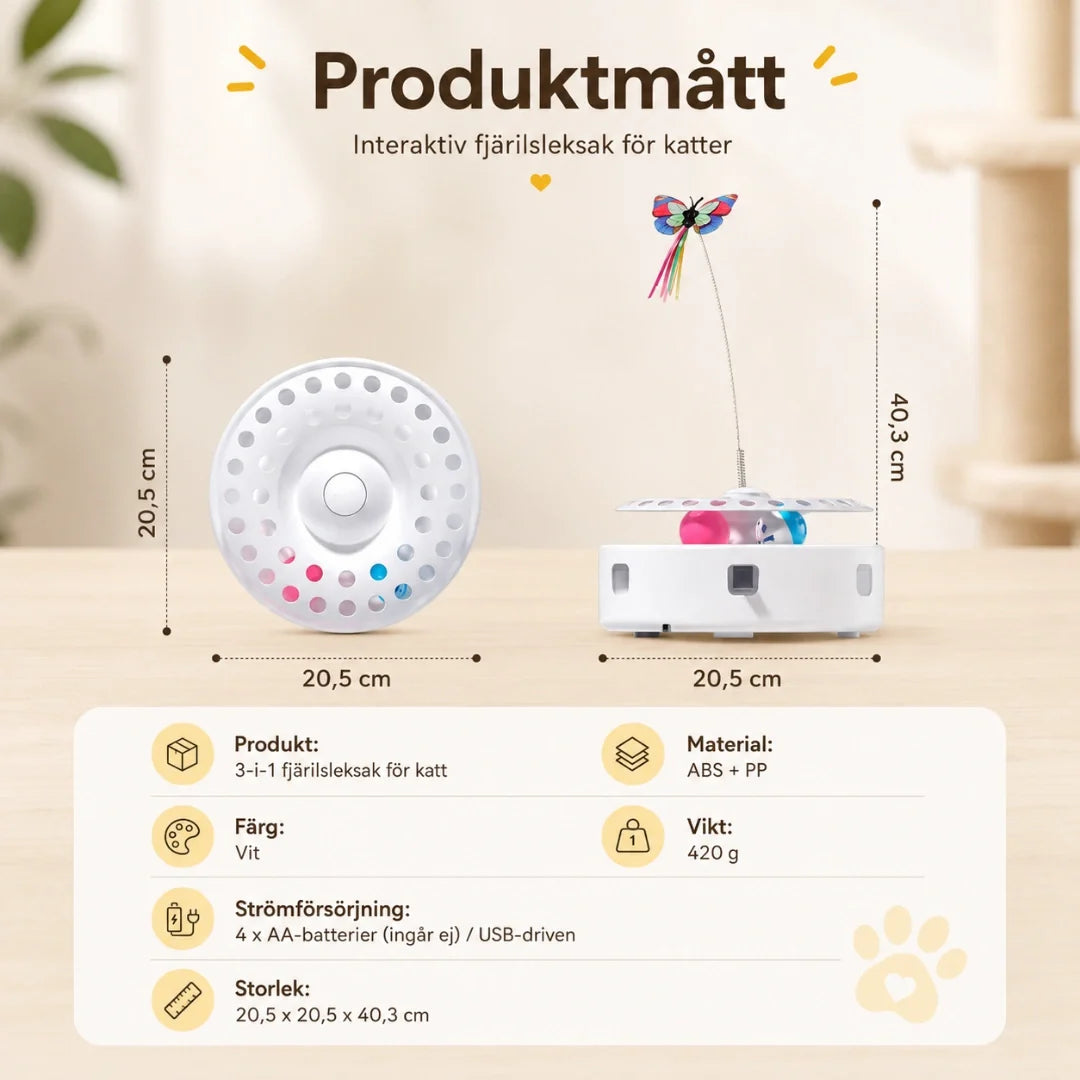 Interaktiv kattleksak 3-i-1 med fjäril – produktbild 3