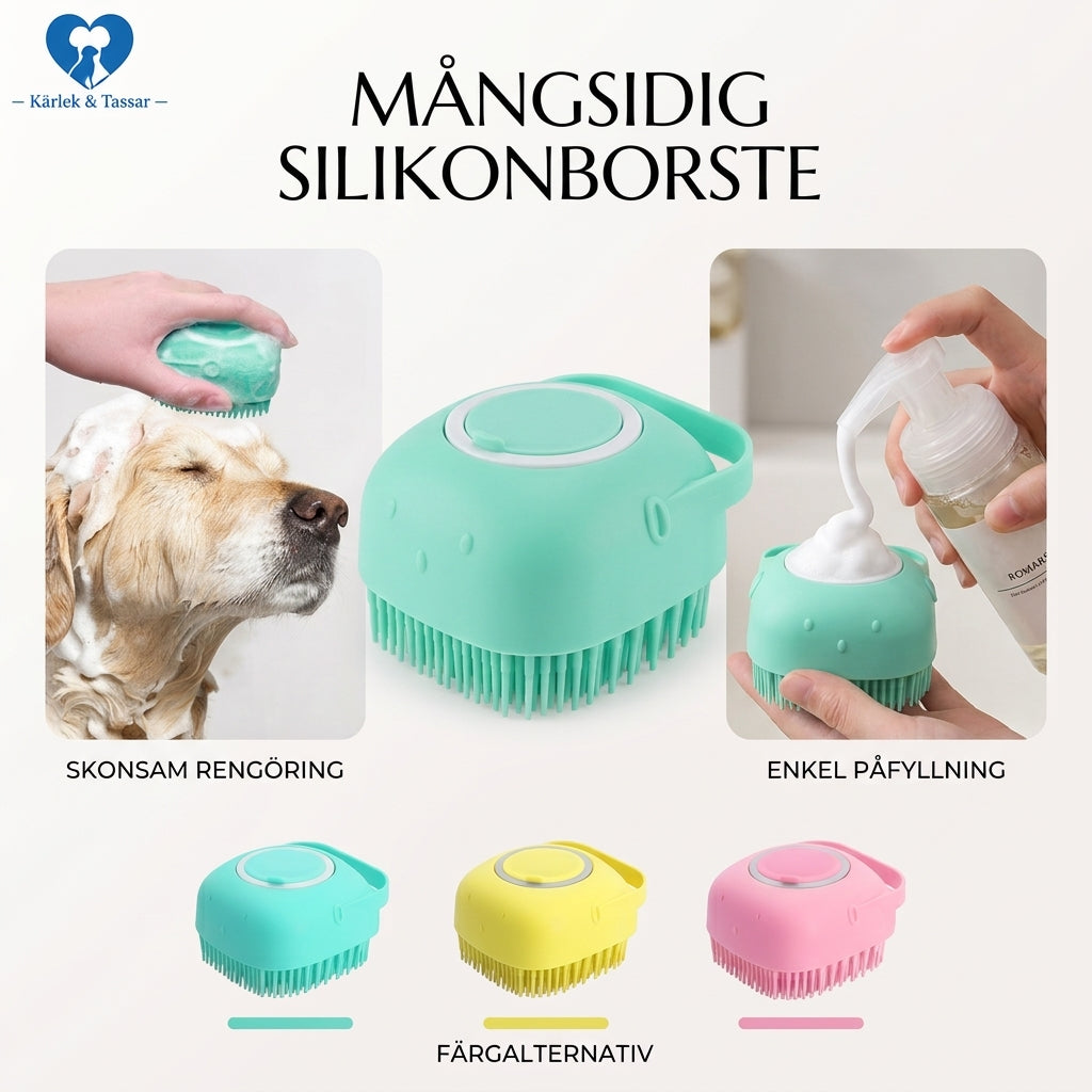 Silikonborste för hund – bad & pälsvård