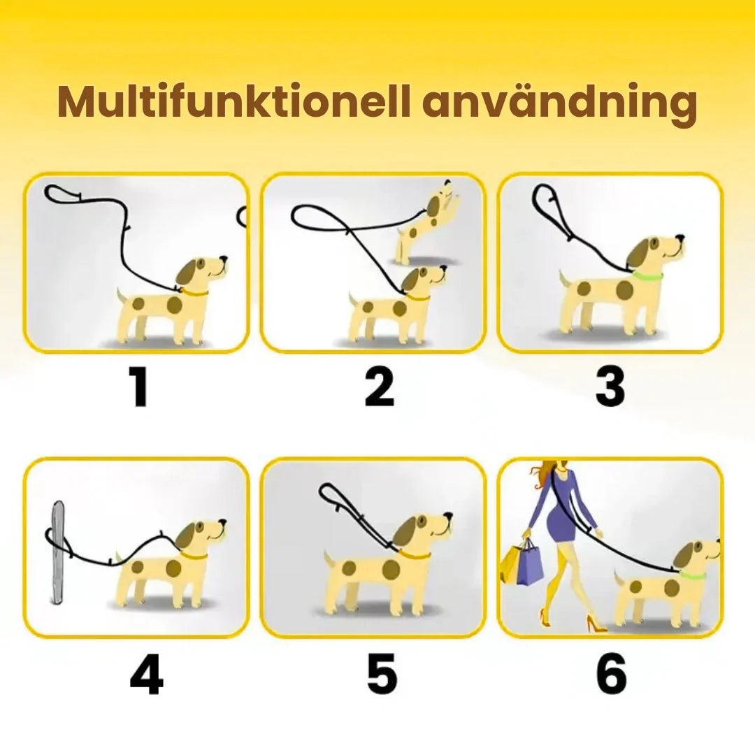 Multifunktionellt justerbart hundkoppel med reflex