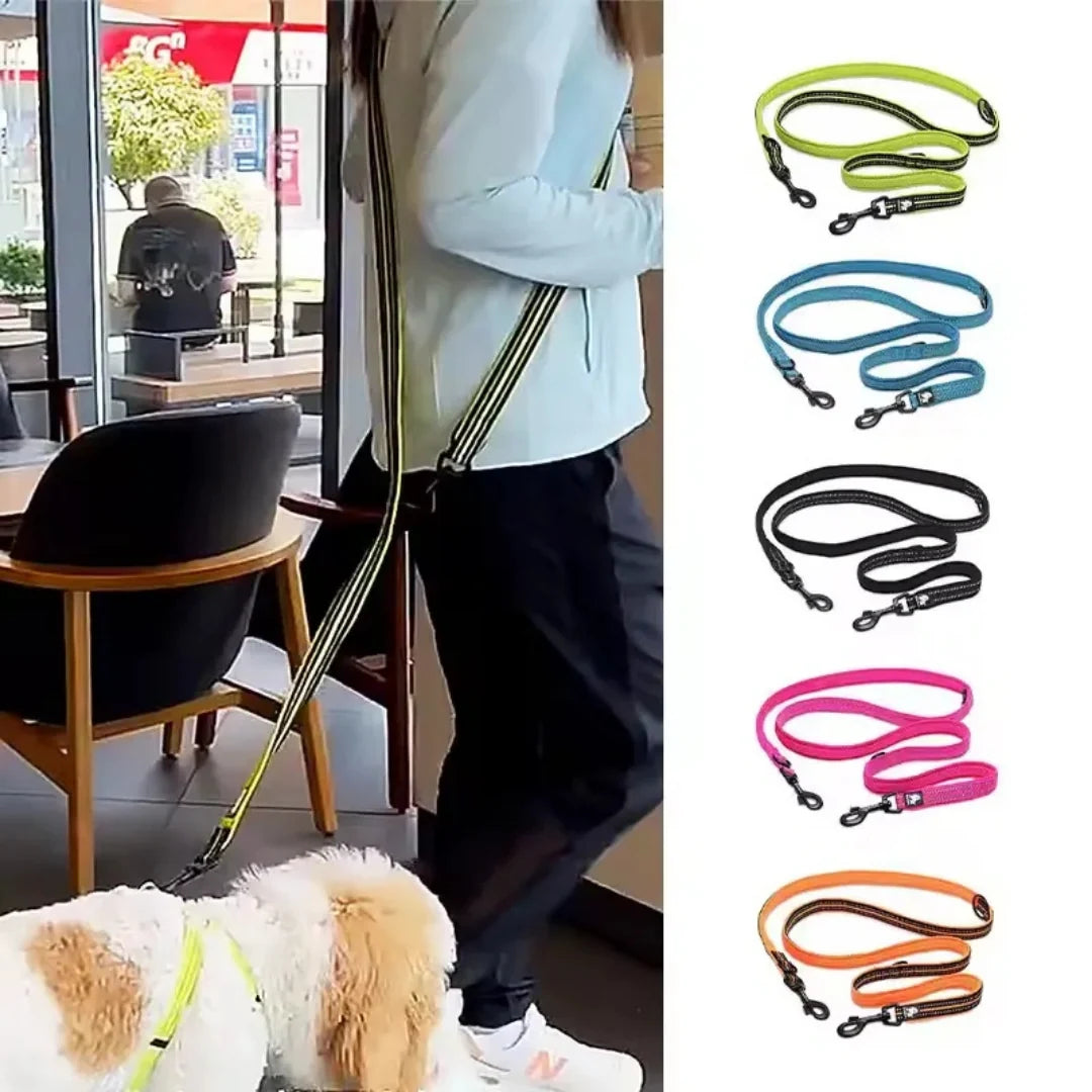 Multifunktionellt justerbart hundkoppel med reflex