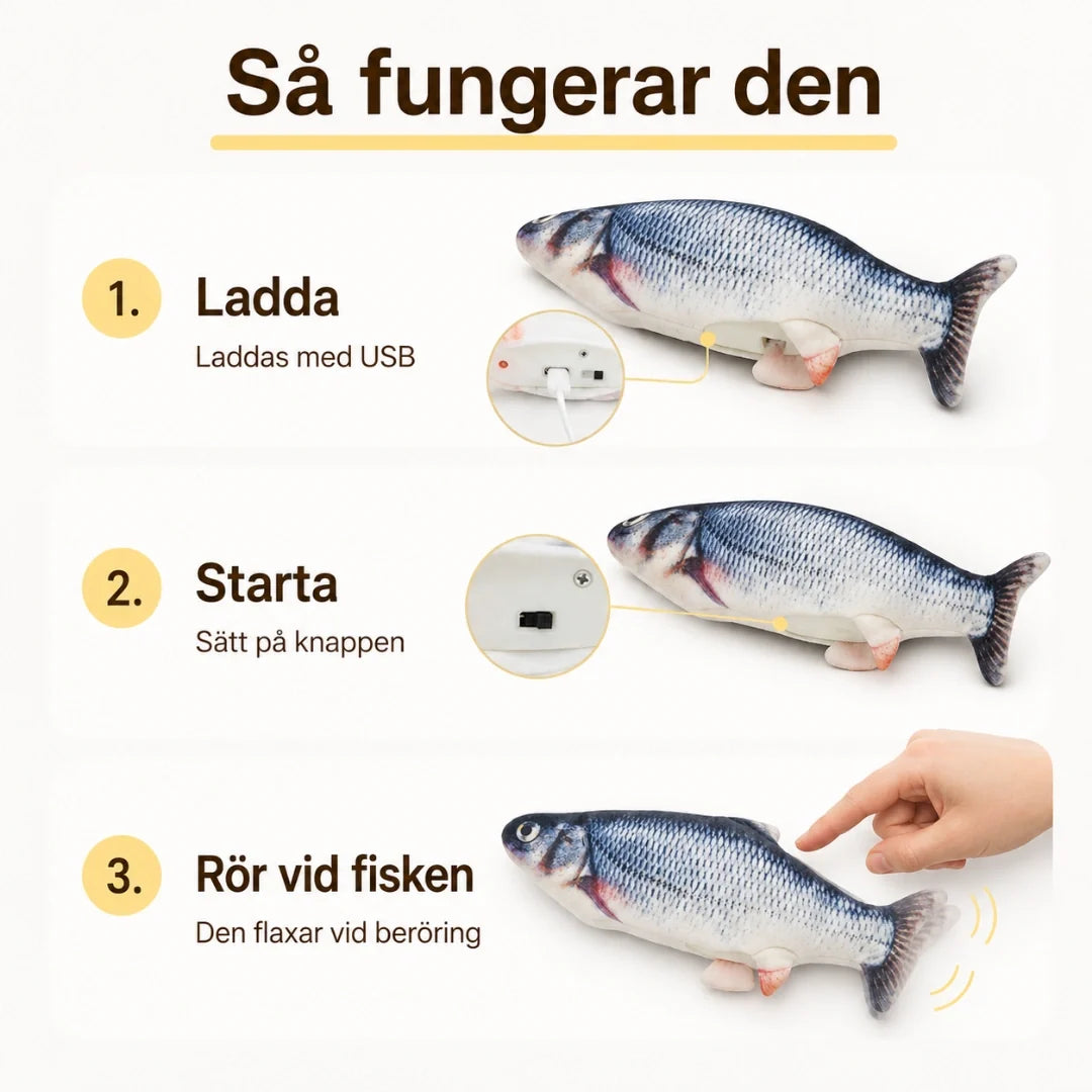 Sprattlande fiskleksak för katt – produktbild 5