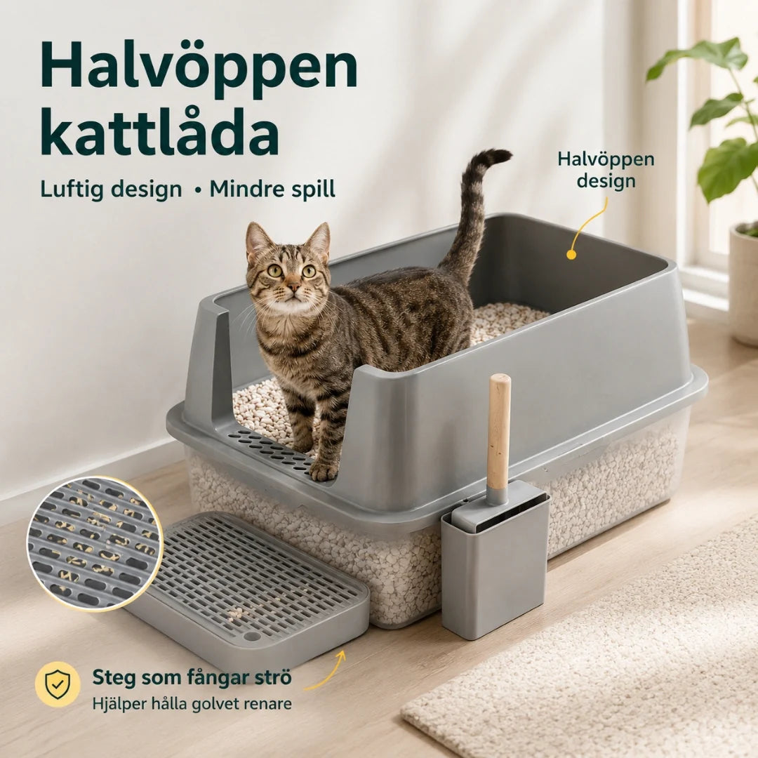 Rostfri kattlåda med lock