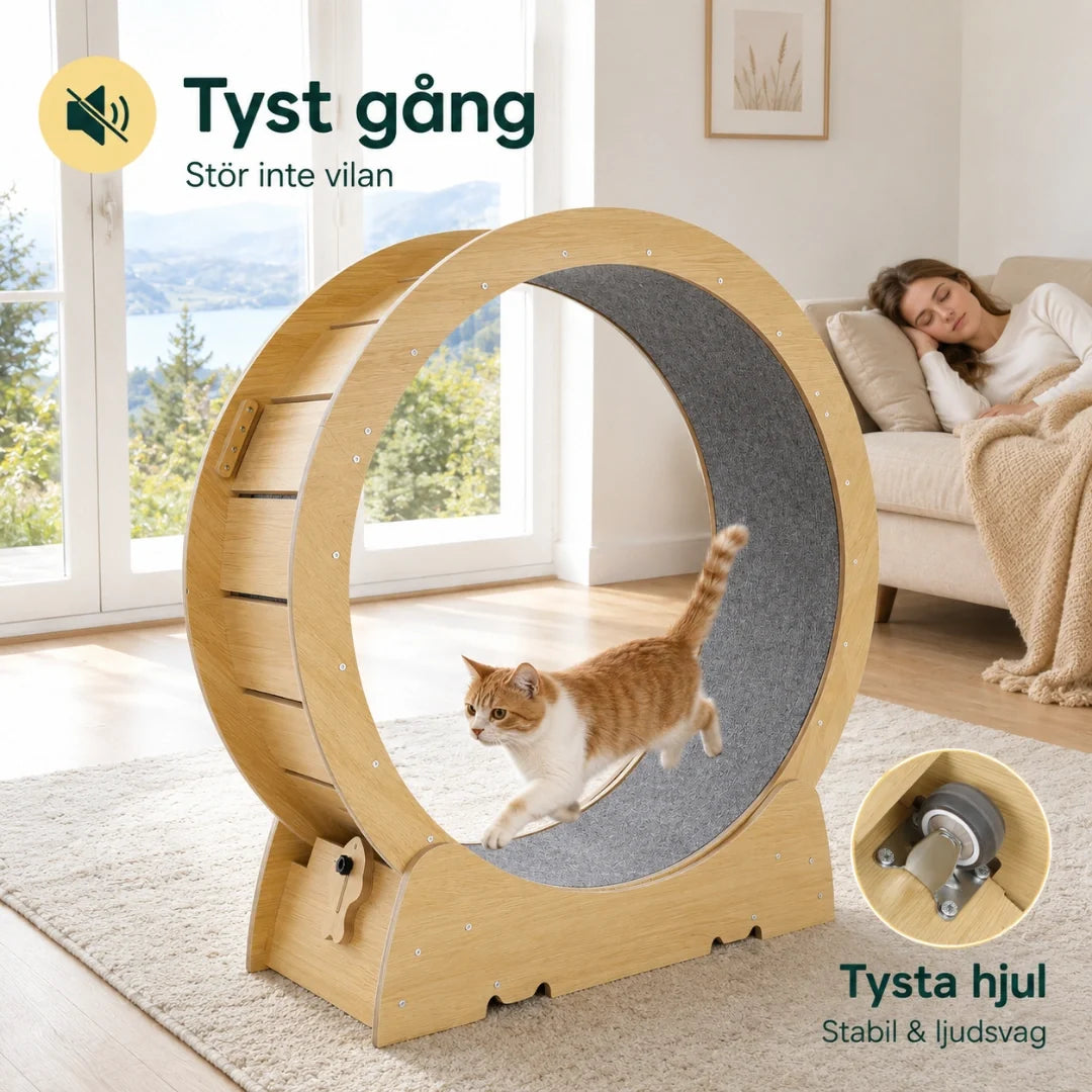 Katthjul i trä med löstagbar matta – produktbild 6