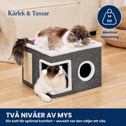Hopfällbar kattkoja med klösbräda och mjuk liggplats