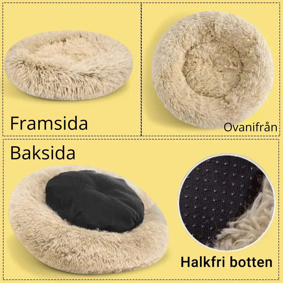 Mjuk donutbädd för hund och katt