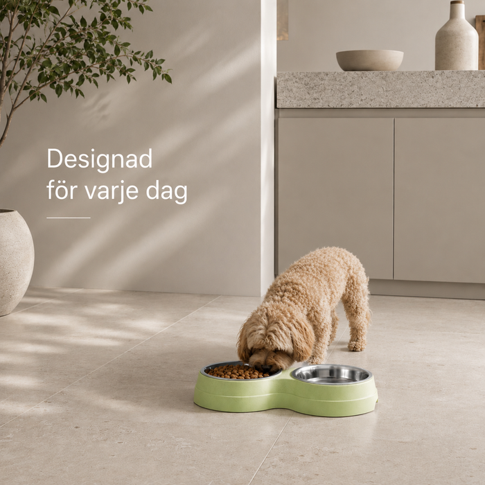 Dubbelskål i rostfritt stål för hund & katt