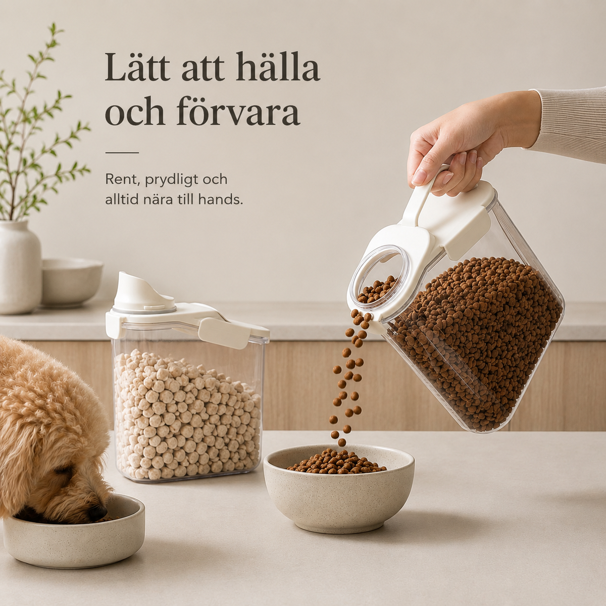 Lufttät foderbehållare för hund & katt