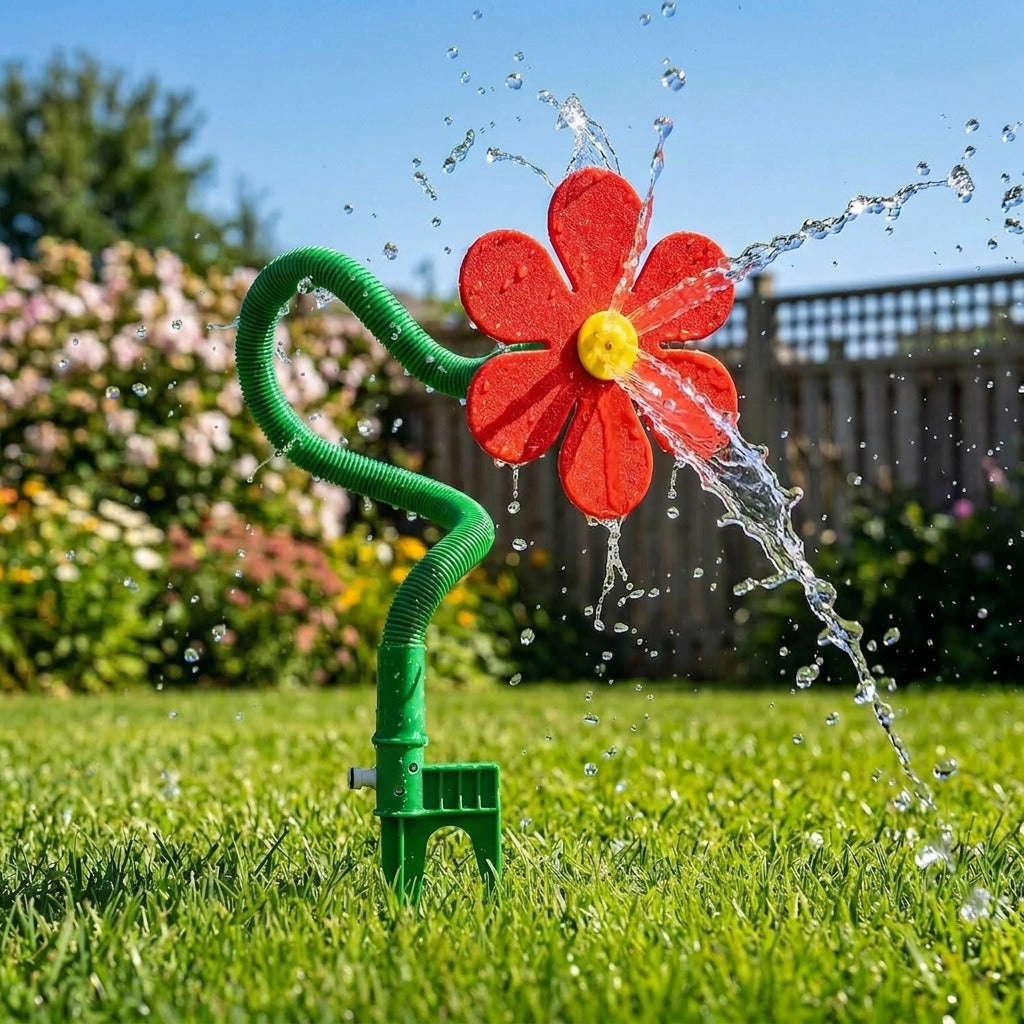 Dansande Blomsprinkler för Hund – 360° Vattenlek 🌸💦