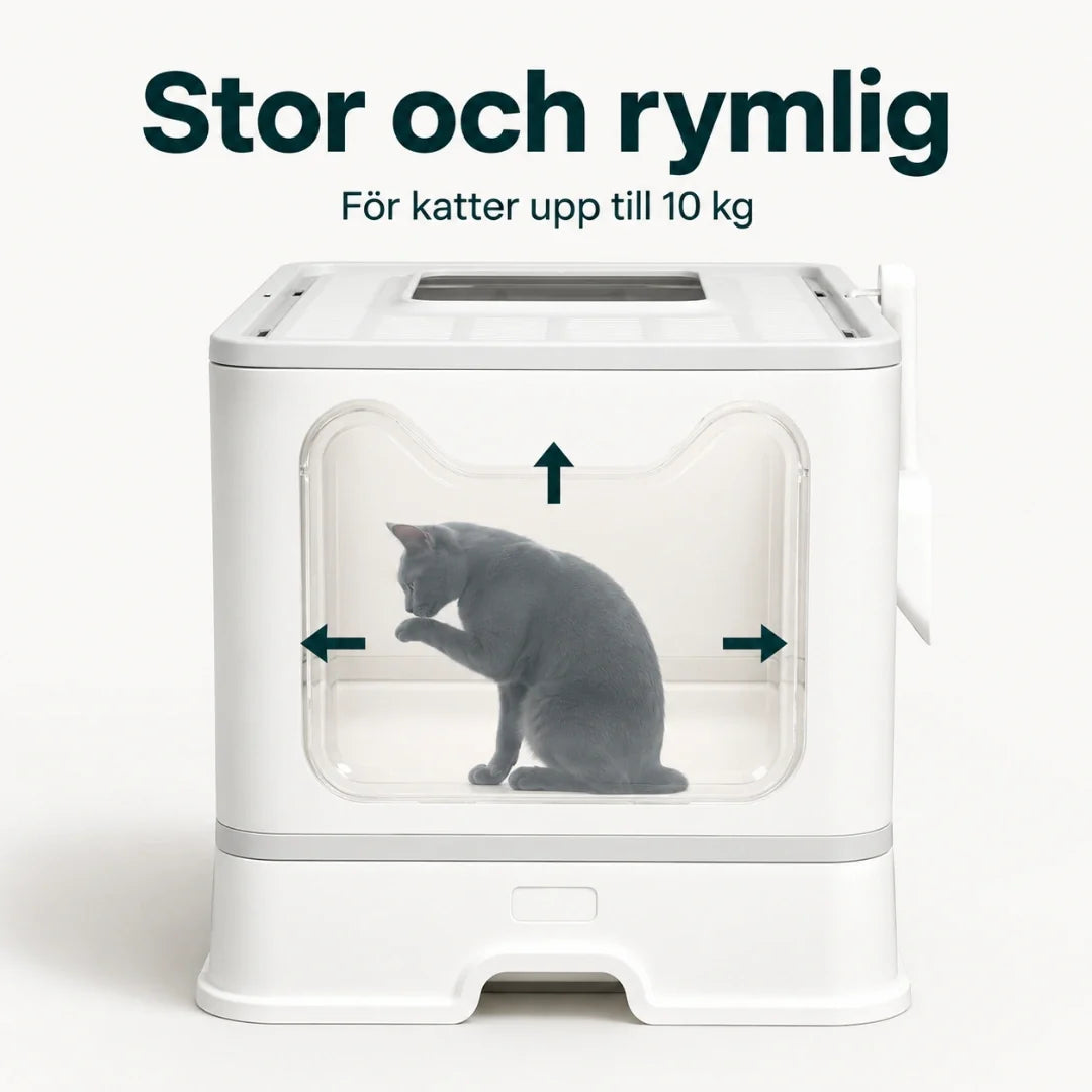Hopfällbar kattlåda med tak