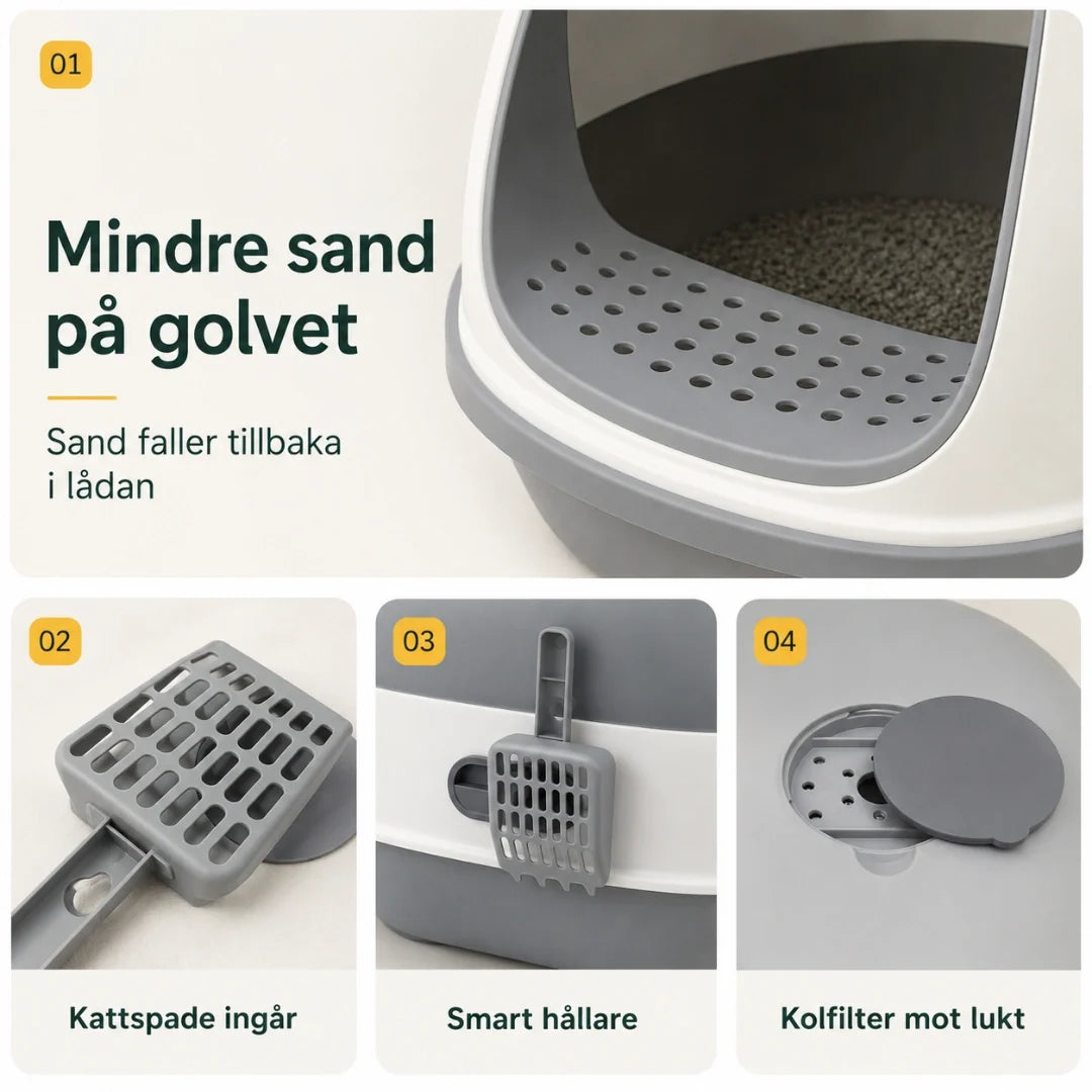 Stor kattlåda med tak