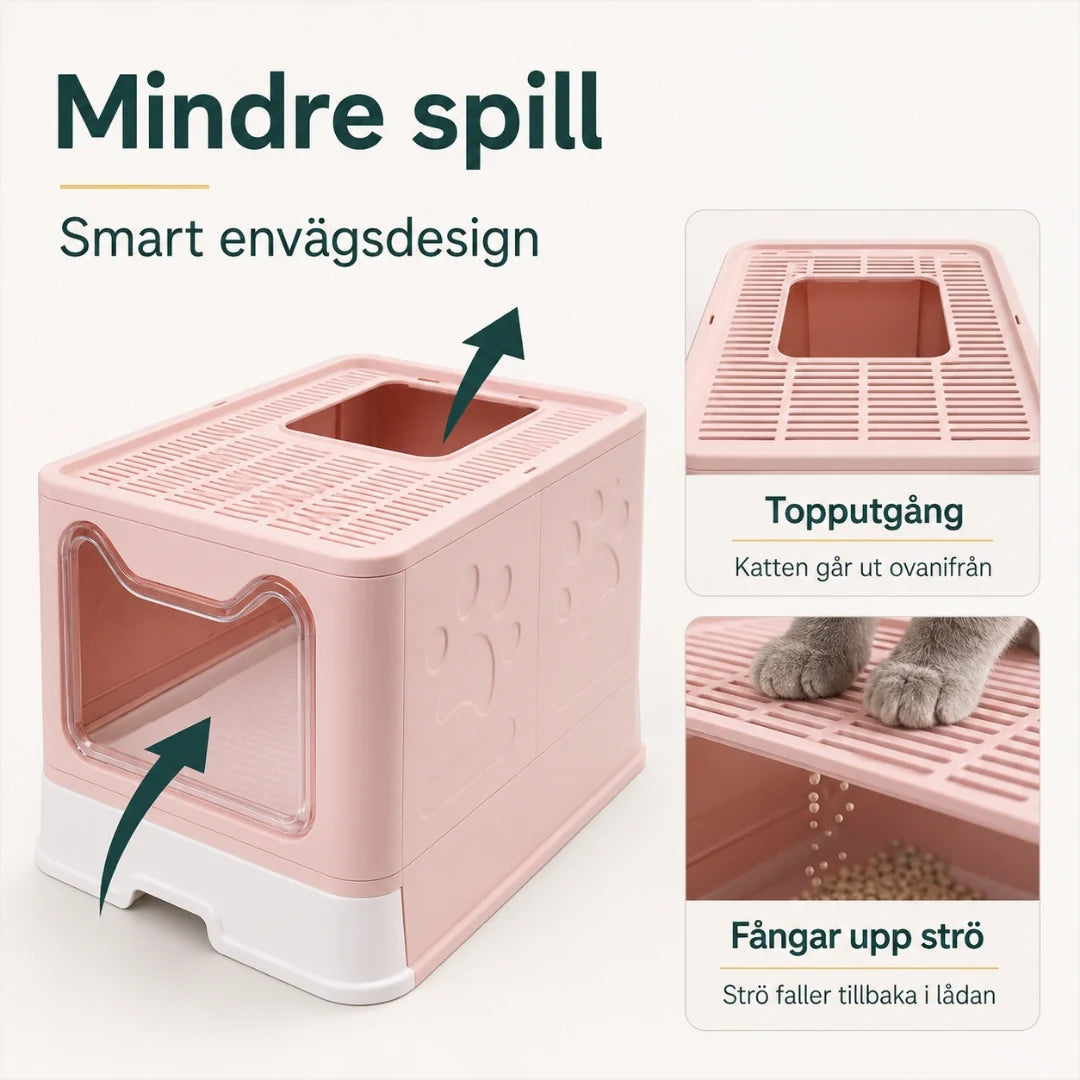 Hopfällbar kattlåda med tak