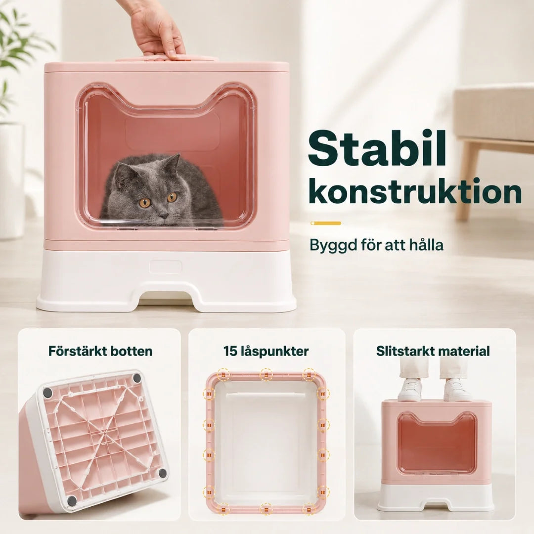Hopfällbar kattlåda med tak