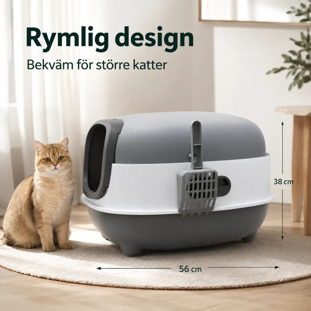 Stor kattlåda med tak
