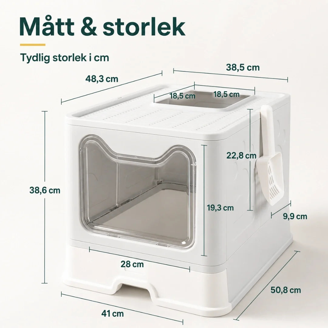 Hopfällbar kattlåda med tak