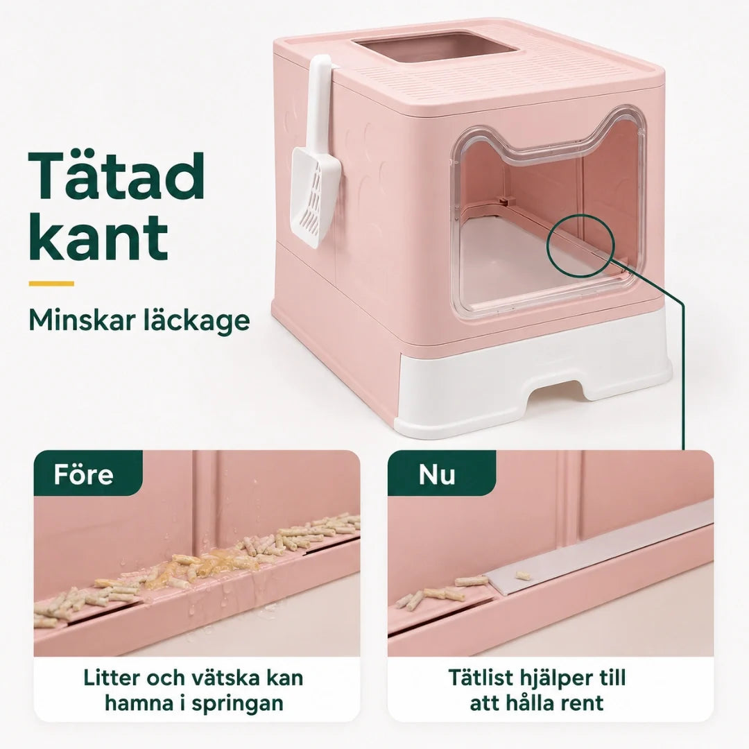 Hopfällbar kattlåda med tak