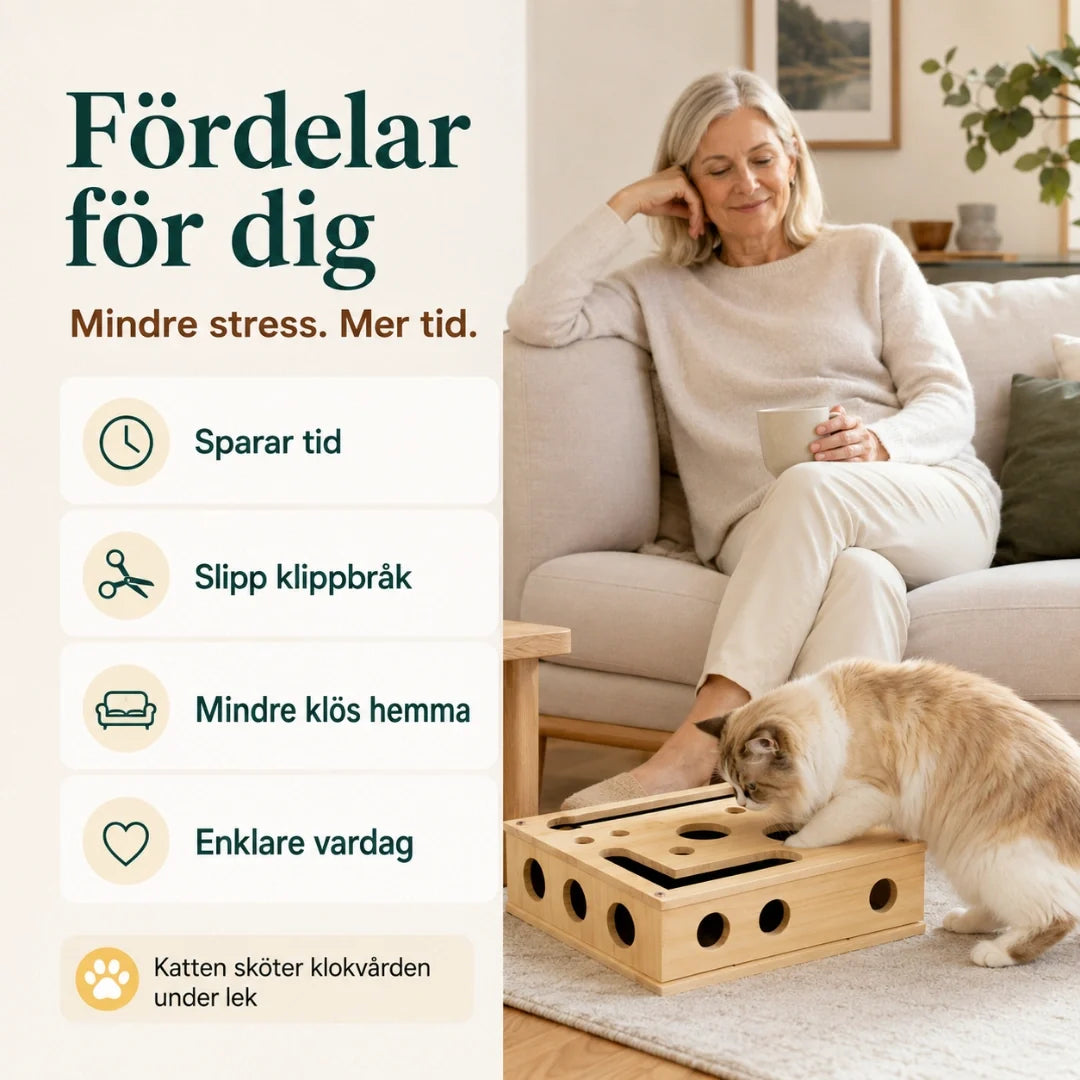 Kattpussel i trä med klofil – produktbild 4