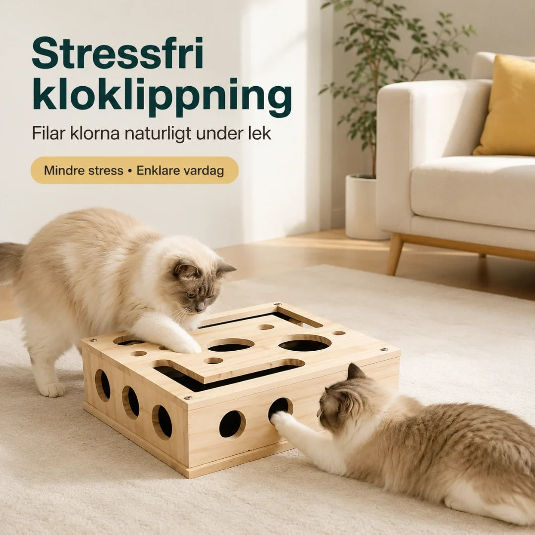 Kattpussel i trä med klofil – produktbild 2