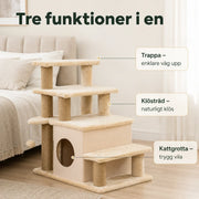 Kattrappa 3-i-1 med grotta och klösstolpar – produktbild 7