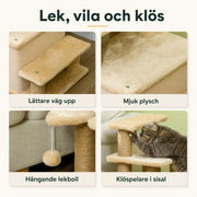 Kattrappa 3-i-1 med grotta och klösstolpar – produktbild 8