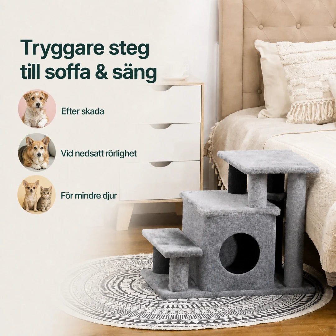 Kattrappa 3-i-1 med grotta och klösstolpar – produktbild 4