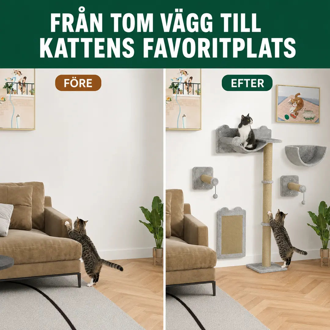 Klättervägg för katt med bädd och klössteg – produktbild 5