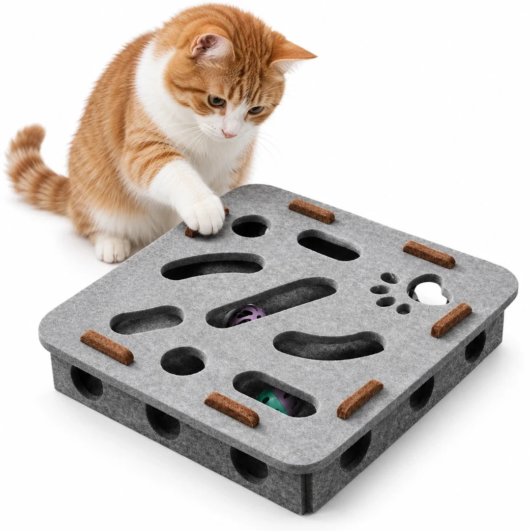 Kattpussel i filt med bjällerboll – produktbild 9