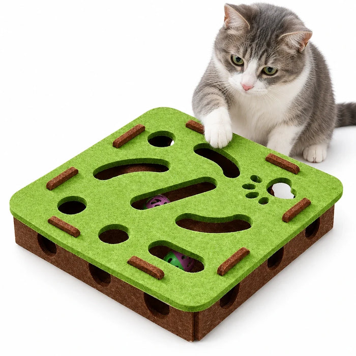 Kattpussel i filt med bjällerboll – produktbild 1