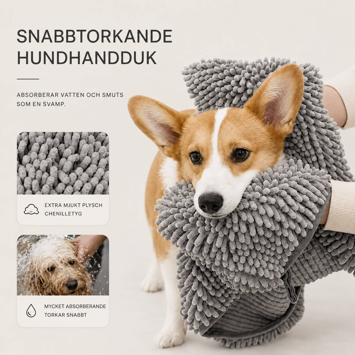 Superabsorberande torkhandske för hund & katt
