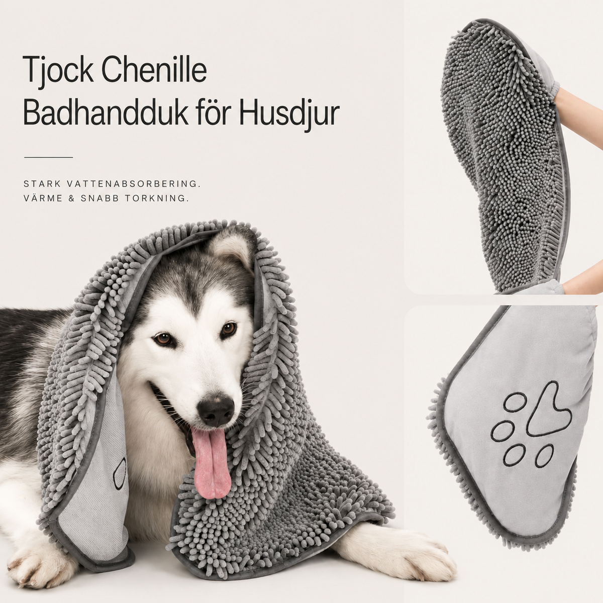 Superabsorberande torkhandske för hund & katt