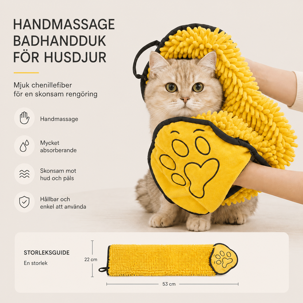 Superabsorberande torkhandske för hund & katt
